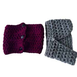 Crochet button scarf bundle